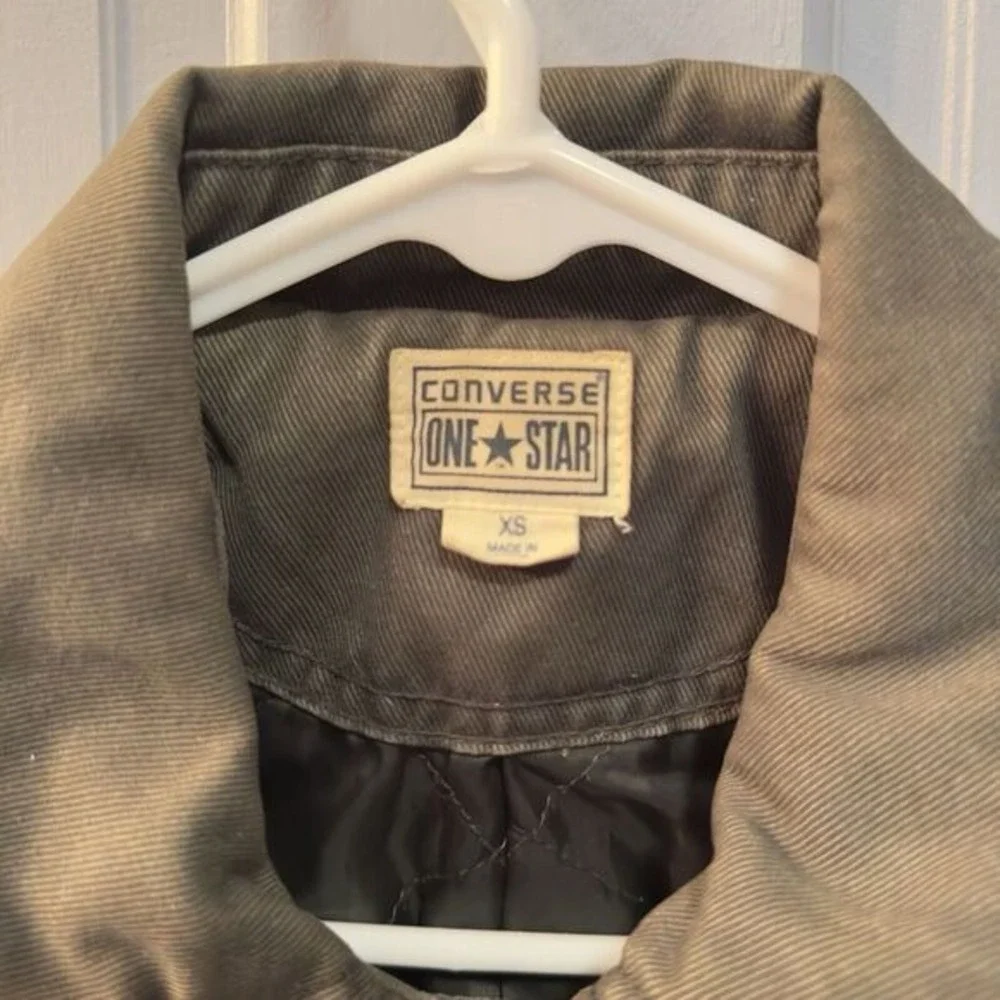 Converse One Star Utility Military Jacket Button‎ Up Cargo Coat Green/Gray XS